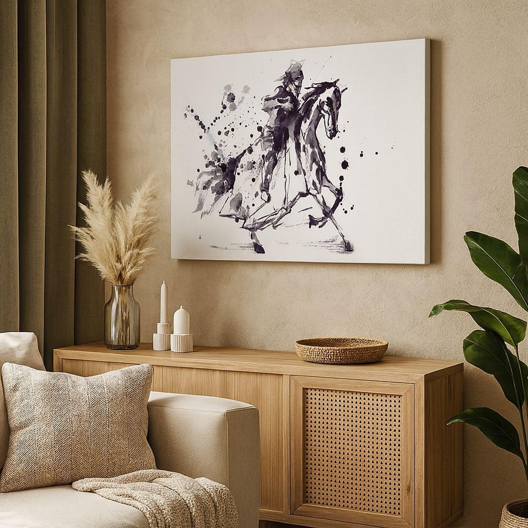 Bilder auf Leinwand Pferd Ritter Geschichte Reiten Leinwandbild 70x50cm Wandbilder Dekoration Wohnzi