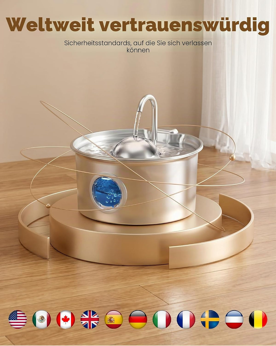 Katzenbrunnen Edelstahl Trinkbrunnen für Katze: Katzen Trinkbrunnen - 2.6L Wasserbrunnen für Katzen