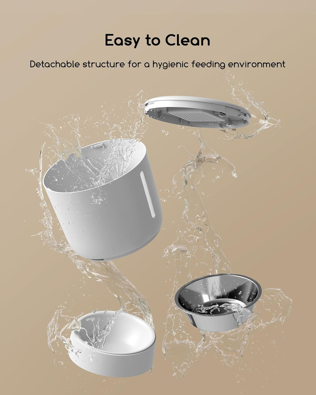 Faroro 4L Futterautomat Katze & Hund, Katzenfutter Automat mit Timer, Katzennapf aus Edelstahl & Dre