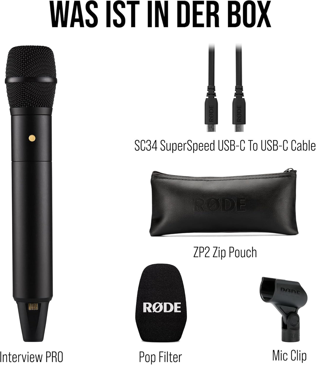 RØDE Interview PRO Drahtloses Handheld-Kondensatormikrofon mit Einer Kapsel in Rundfunkqualität und