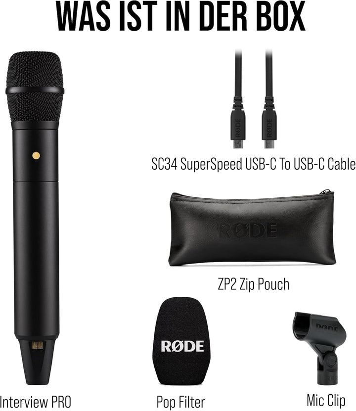 RØDE Interview PRO Drahtloses Handheld-Kondensatormikrofon mit Einer Kapsel in Rundfunkqualität und