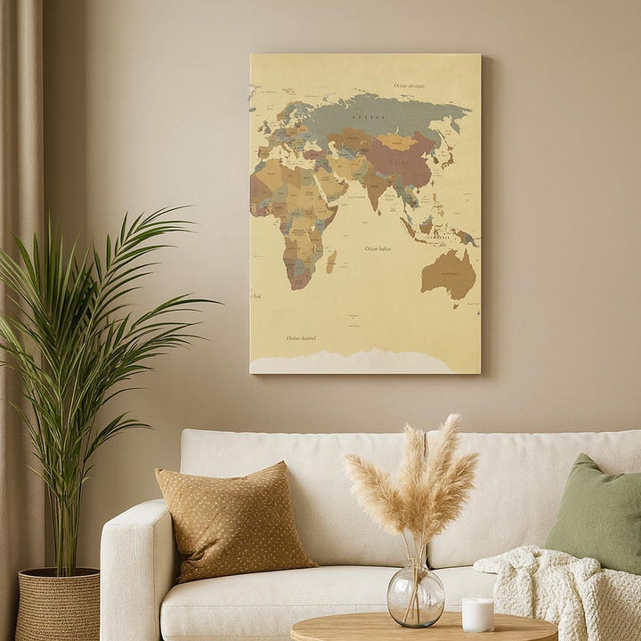 Bilder auf Leinwand Karte Welt Land Leinwandbild mit Rahmen 45x80cm Wandbilder Dekoration Wohnzimmer