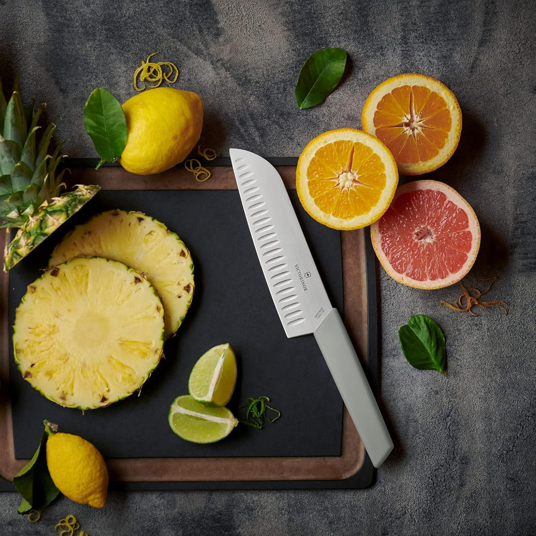 Swiss Modern Santokumesser, Kullenschliff, 17cm, olive, Blister, Olivegrün