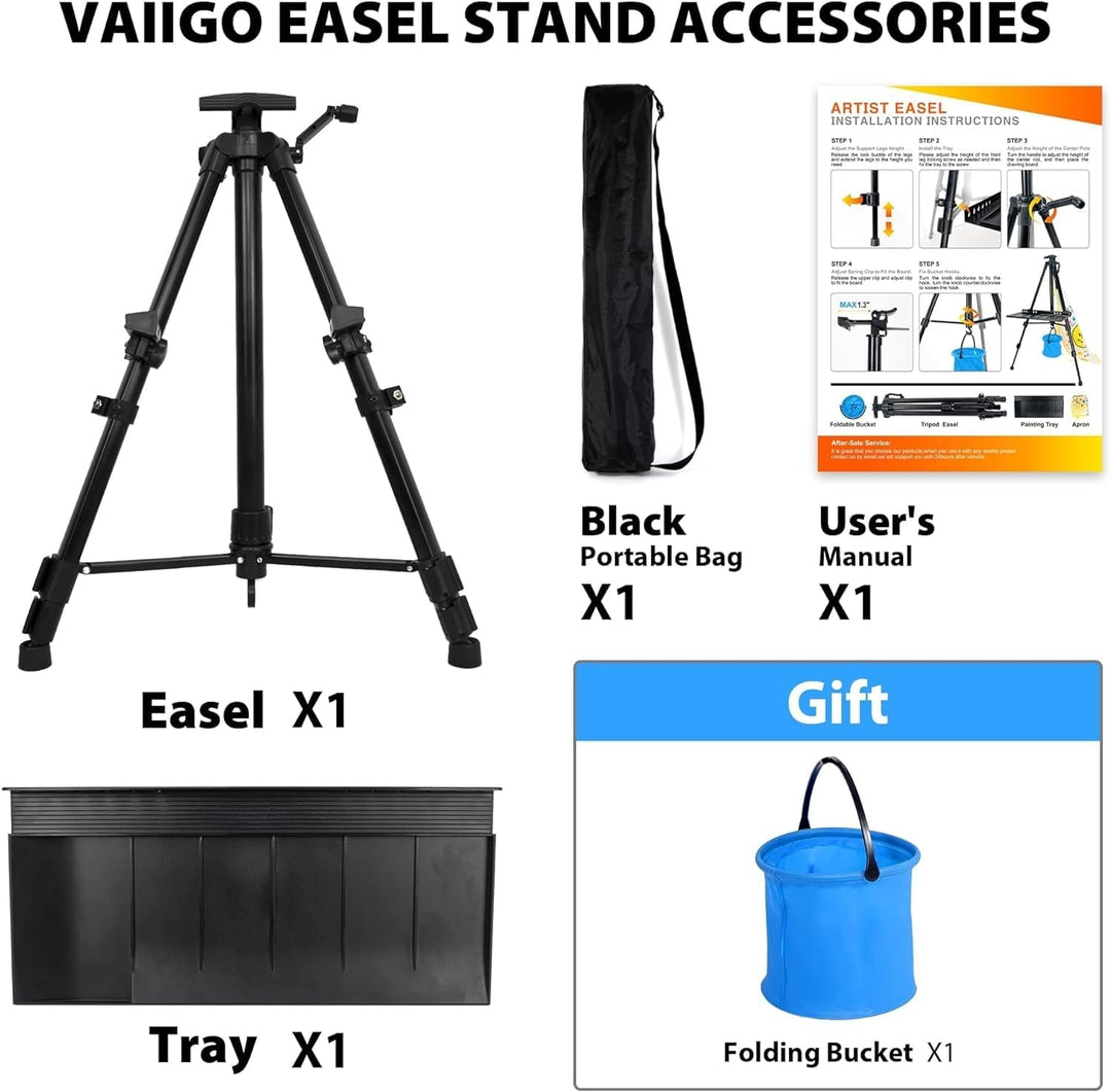 VAIIGO Staffelei gross L 52-162cm, Atelierstaffelei, Künstler Staffelei, Verstellbare Staffelei, Fel