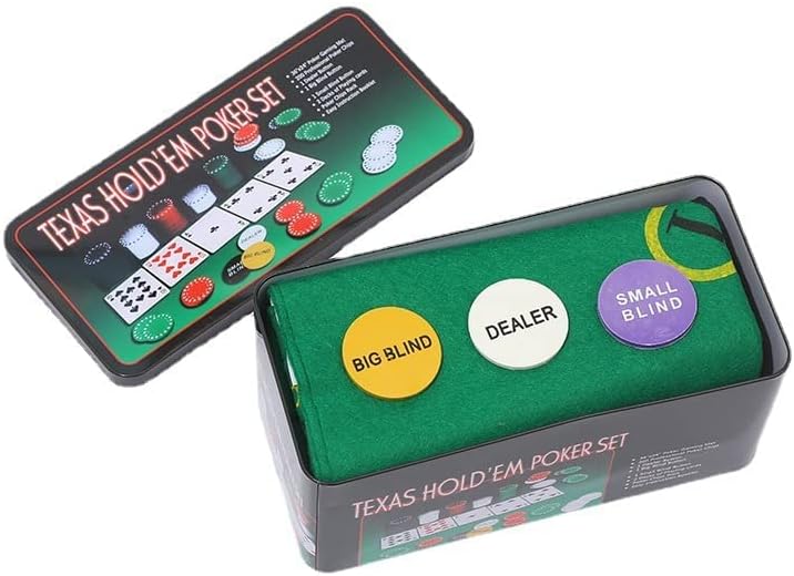 powerking Pokerset für Texas Holdem, Blackjack 200 Chips Pokerset mit Tischdecke Spiel für Familie F