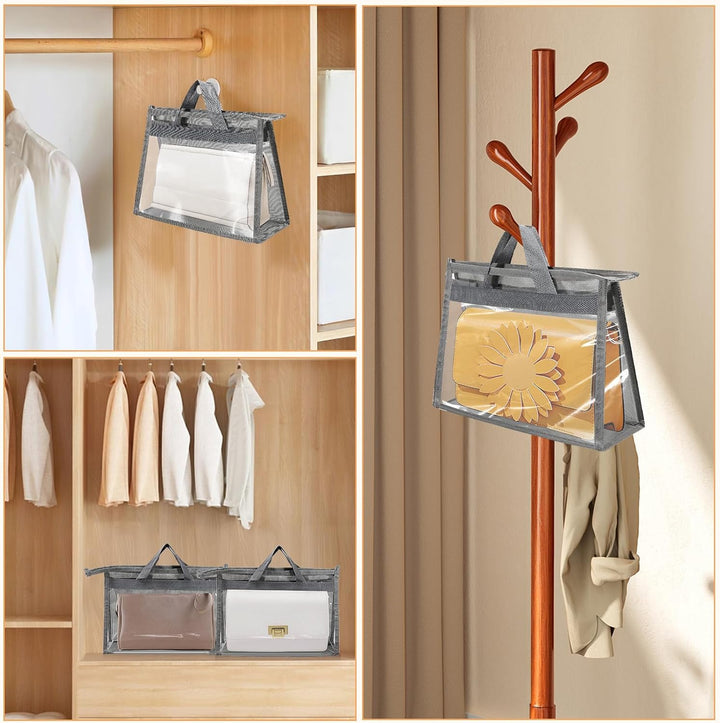 2 Stück Staubbeutel für Handtaschen, Staubschutzbeutel mit Reissverschluss und Griff, Transparente H