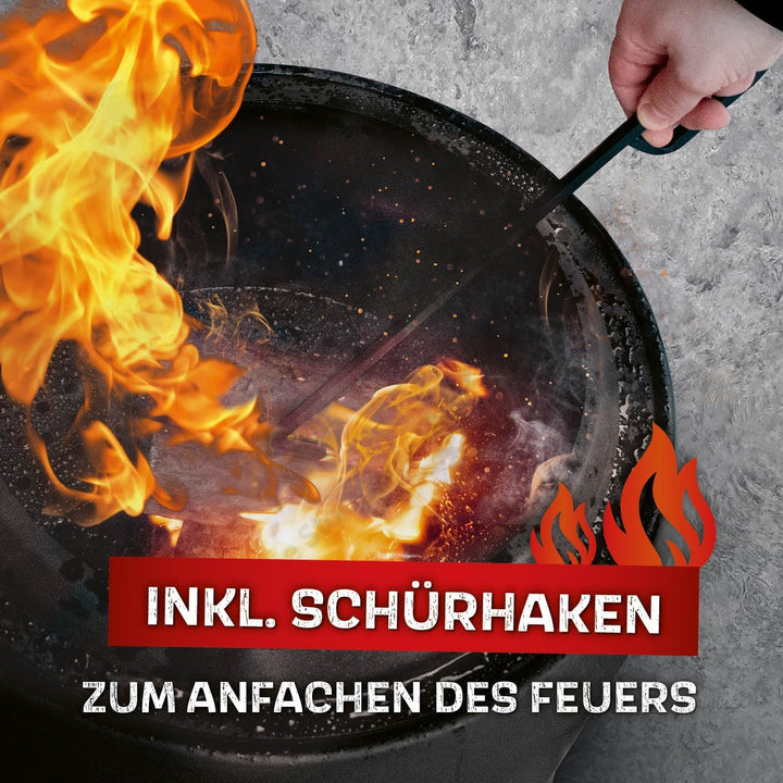 LANDMANN rauchfreier Feuerkorb, klein | 360° Luftzirkulation | Besonderes Flammenspiel | Pulverbesch