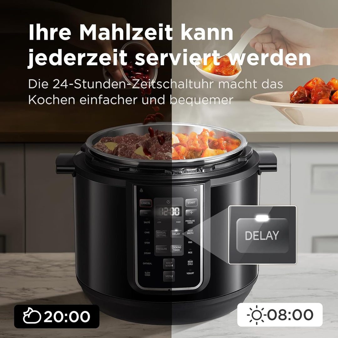 Midea Elektrischer Schnellkochtopf 9-in-1, 12 Voreinstellungen Instant-Multikocher Antihaft-Topf Jog