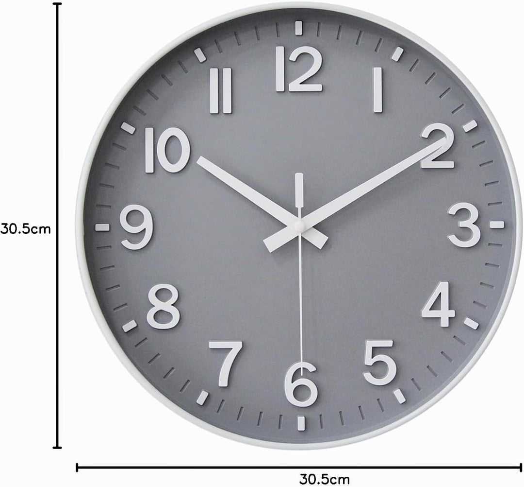 HZDHCLH 30cm Lautlos Wanduhr ohne Ticken Schleichende Sekunde mit Arabisch Ziffer für Büro, Klassenz