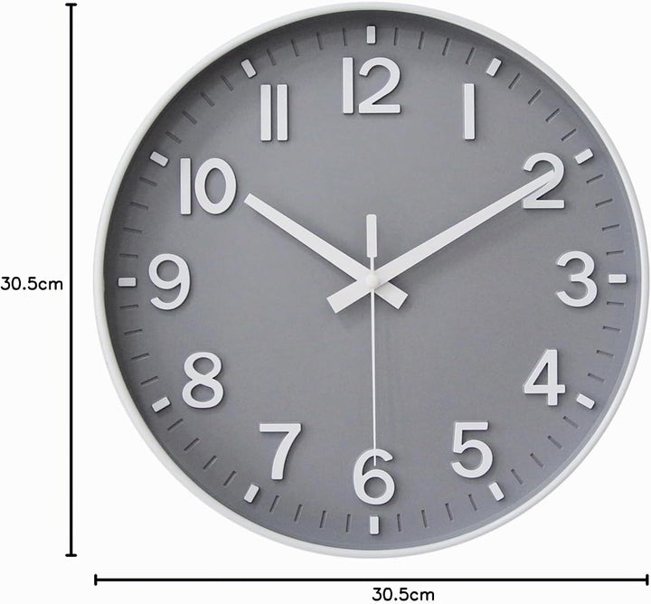 HZDHCLH 30cm Lautlos Wanduhr ohne Ticken Schleichende Sekunde mit Arabisch Ziffer für Büro, Klassenz