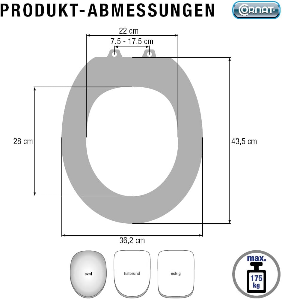Cornat WC-Sitz "Premium 1" - Flaches Design - Pflegeleichter Duroplast - Quick up & Clean Funktion -
