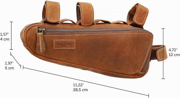 Gusti Fahrradtasche Leder - Rahmentasche Maurice G. Ledertasche für Werkzeug Vintage Look Braun Fahr