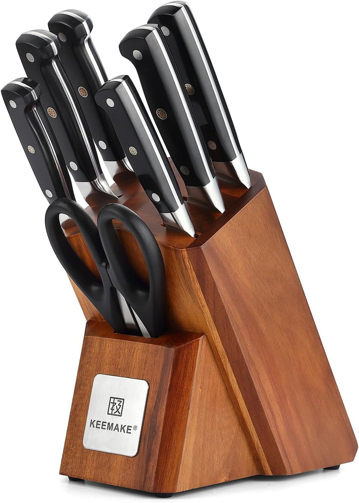 KEEMAKE Messerblocksets 8-tlg, messerblock mit messer, Messerset aus hochwertigem Edelstahl, Kochmes