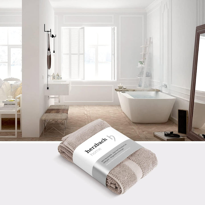 herzbach home Badvorleger 100% Baumwolle | Duschvorleger | 1.000 g/m² | Saugfähig | Waschbar (Sandgr