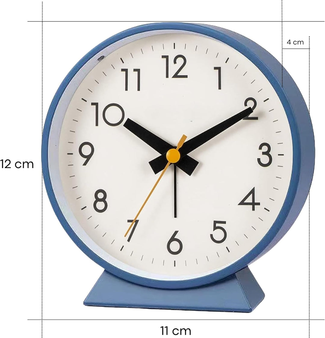 Tyme Wecker Analog, Ohne Ticken, Analog Tischuhr Nachttischuhr Alarmwecker, Modischer Runder Metall