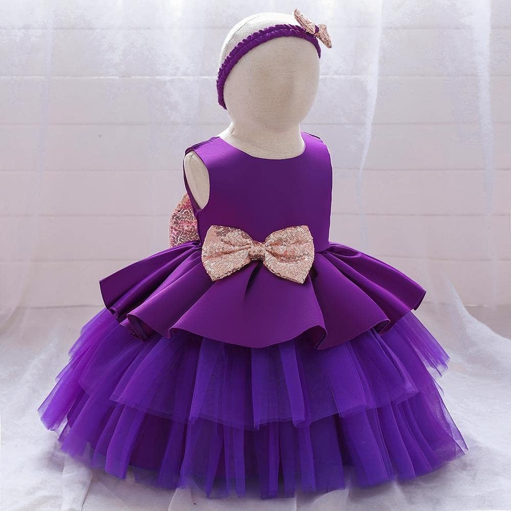 Lito Angels Elegantes Kleid Hochzeit Blumenmädchen Ballkleid Tüllkleid Taufkleid mit Stirnband für B