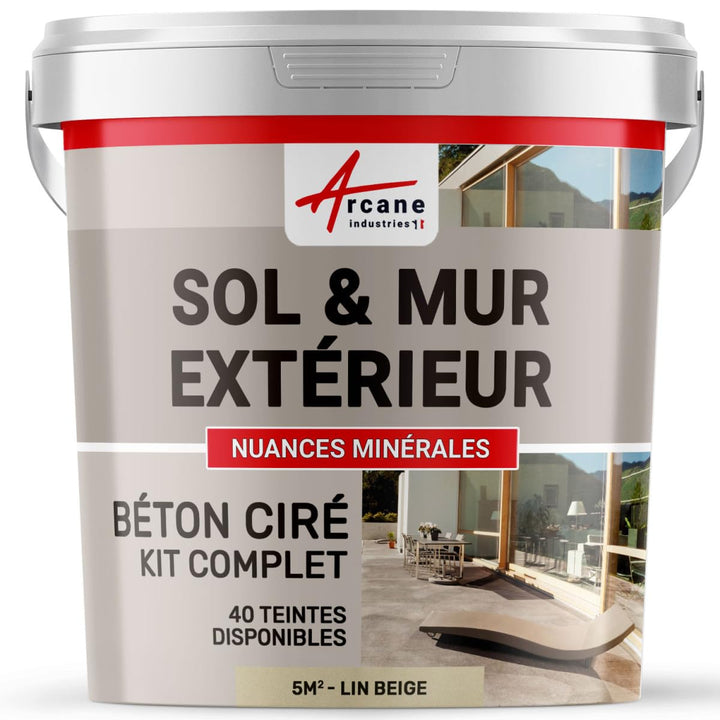 Komplettset – Béton Ciré extérieur – Arbeitsplatte – Feinputz/Sichtbeton. kit 5 m2 Lin - Beige, kit