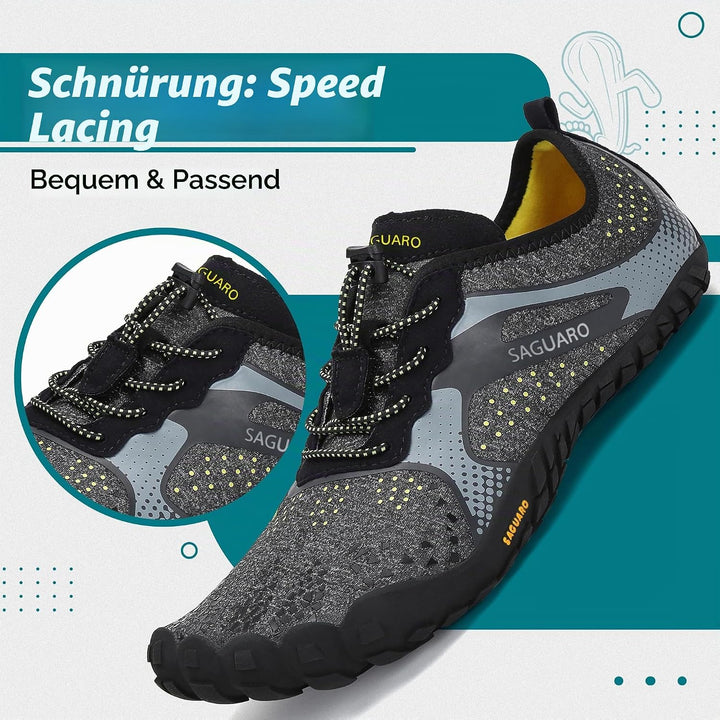 SAGUARO Unisex Barfussschuhe Outdoor Zehenschuhe mit Breite Zehenbox &amp; Zero-Drop Sohle Gr.36-48 36 E