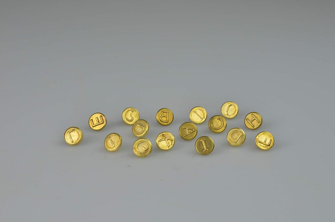 Brandmalkolben mit 9 verschiedenen Aufsätzen &amp; Pebaro 20400 - Brennstempel, Buchstaben A - L, 16-tei