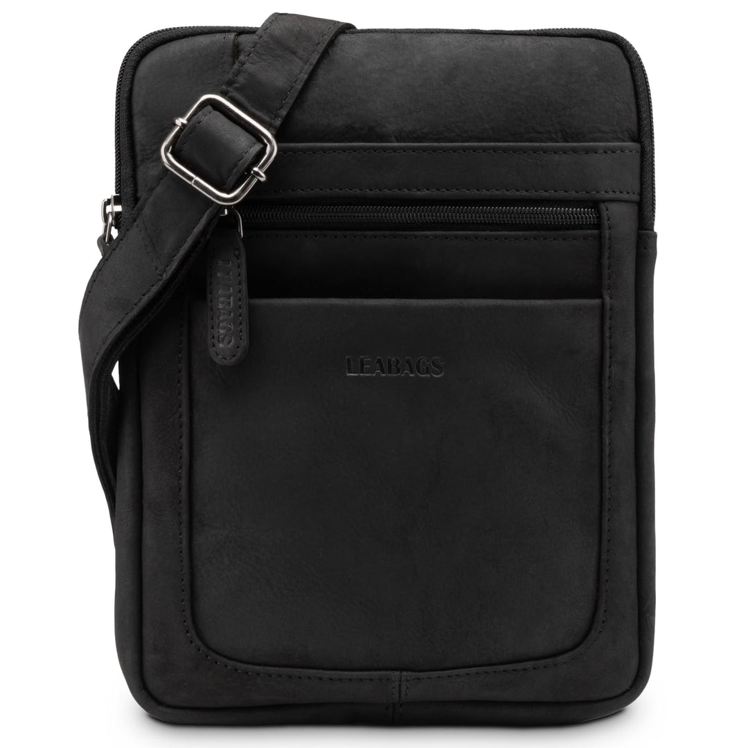 LEABAGS Detroit Umhängetasche Herren – Kleine Leder Umhängetasche 21x26 cm – Mini Crossbody Tasche m