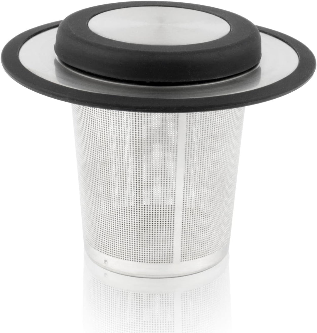 Teekanne Set 0.5 Liter - Edelstahl matt doppelwandig - Kleiner Teebereiter mit Tee-Filter-Sieb-Aufsa