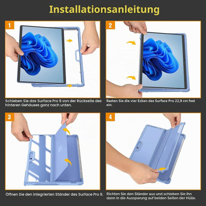 Fintie Hülle für Microsoft Surface Pro 9 / Pro 9 5G 13 Zoll 2022, Stossfeste Robuste Hartschalen Sch
