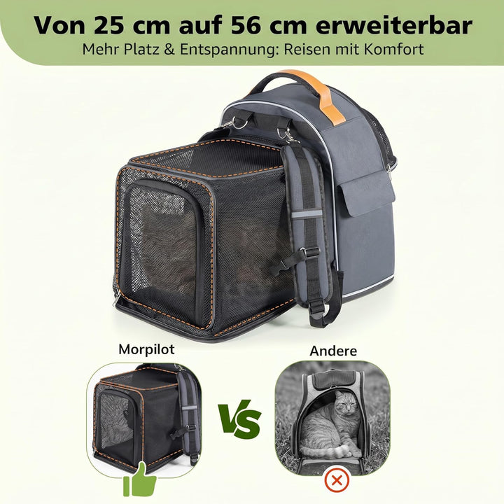 Morpilot Erweiterbarer, Faltbarer Katzenrucksack mit atmungsaktivem Netzgewebe, wasserdichter und st