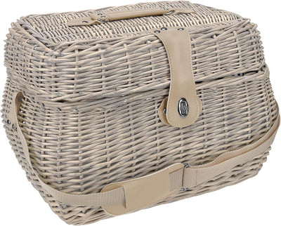 anndora Picknickkorb beige mit Isolierfach blau gestreift inkl. Zubehör 21 Teile - 4 Personen X: Bla