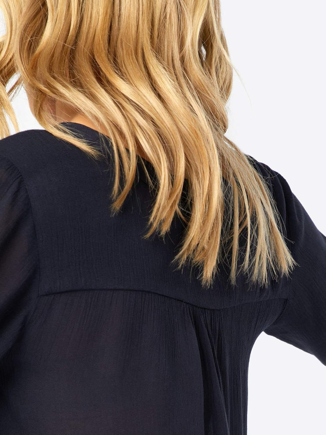 KAFFE Tunika Amber Damen Tunika Amber Langarm V Ausschnitt Shirt Casual Basic, 34 Midnight Marine