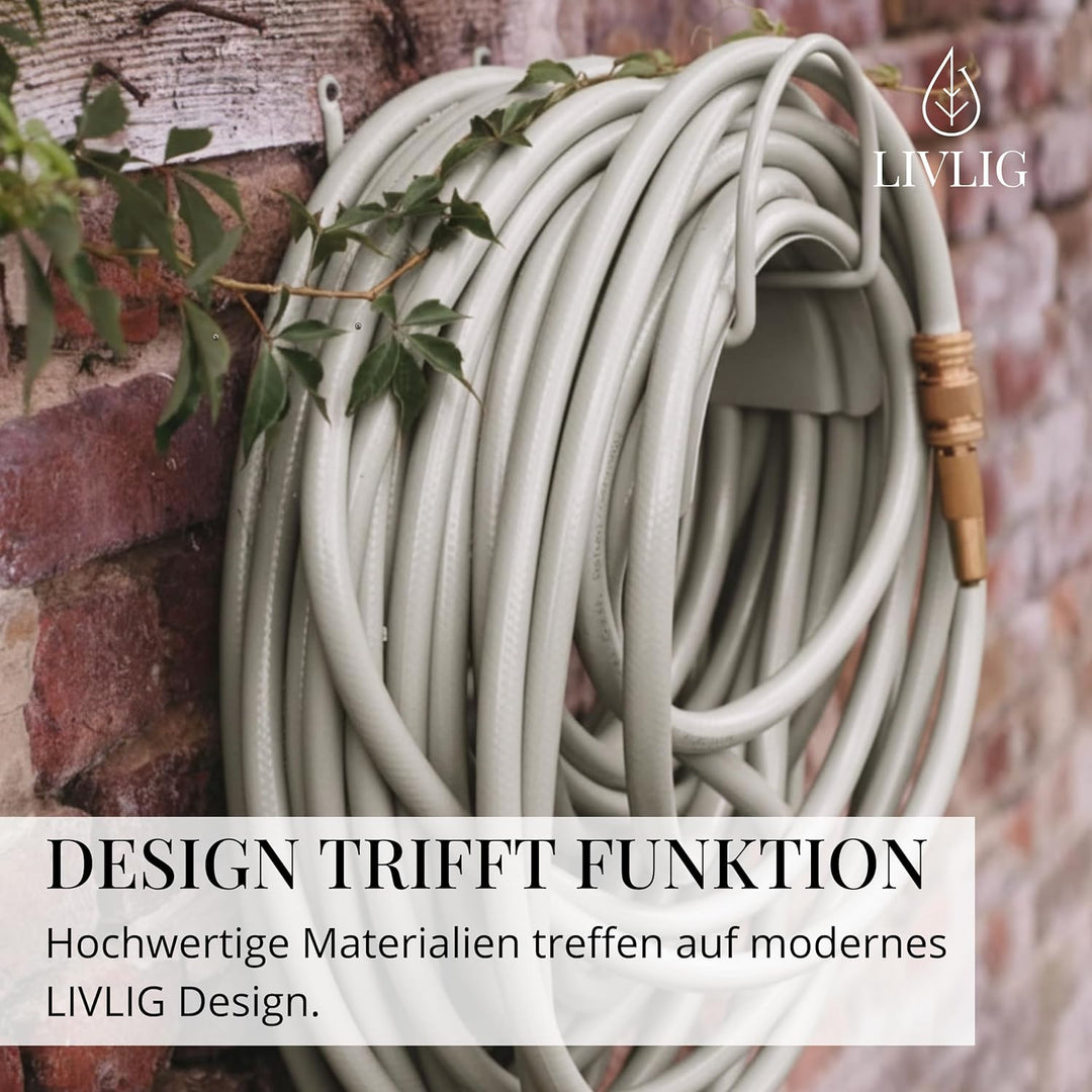 Livlig53 Gartenschlauch Halterung für 1/2 Zoll Schläuche bis 30m aus verzinktem Stahl, Wandhalterung