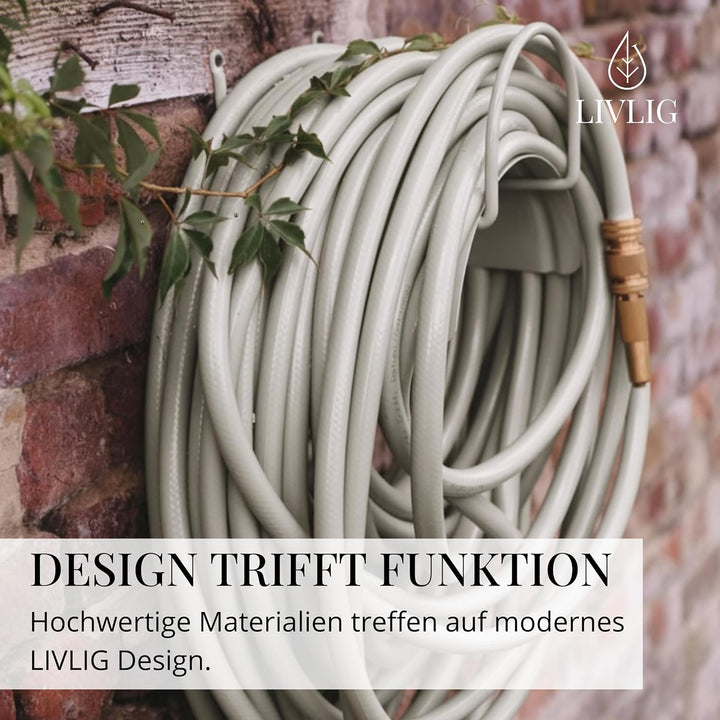 Livlig53 Gartenschlauch Halterung für 1/2 Zoll Schläuche bis 30m aus verzinktem Stahl, Wandhalterung