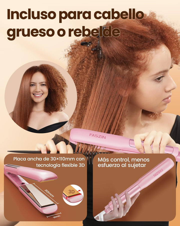 Faszin 2 in 1 Glätteisen Locken und Glätten, 20s Schnellaufheizung, Titanplatten Ionen Haarglätter f