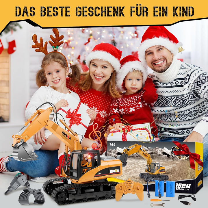 FORMIZON Löffel Hydraulikhammer Holzgreifer 3-in-1 2.4GHz Ferngesteuerter Bagger ab 8 Jahre, 1:14 Ma