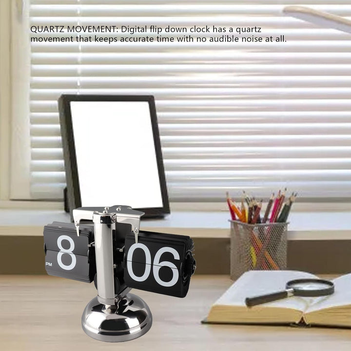 Cocoarm Digitale Flip-Down-Uhr, Retro minimalistische mechanische Auto-Flip-Uhr, Edelstahl, grosse Z