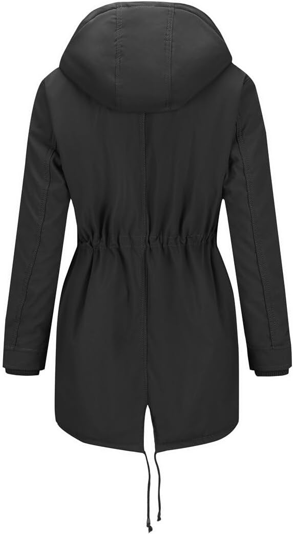 YYNUDA Wintermantel Damen Warm Gefüttert Winter Parka Mittellang Winterjacke Winterparka mit Fellkap