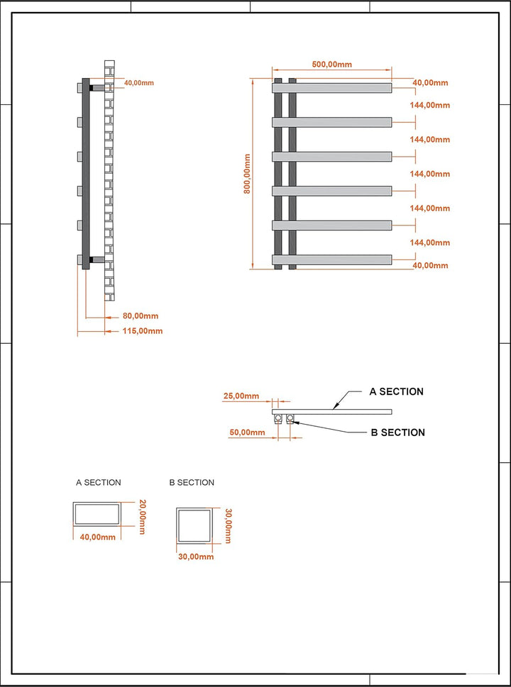 Aspira Home Moderner Design Badheizkörper „Nosy“ - Weiss - Mittelanschluss 1/2“ - 500x800mm - Handtu