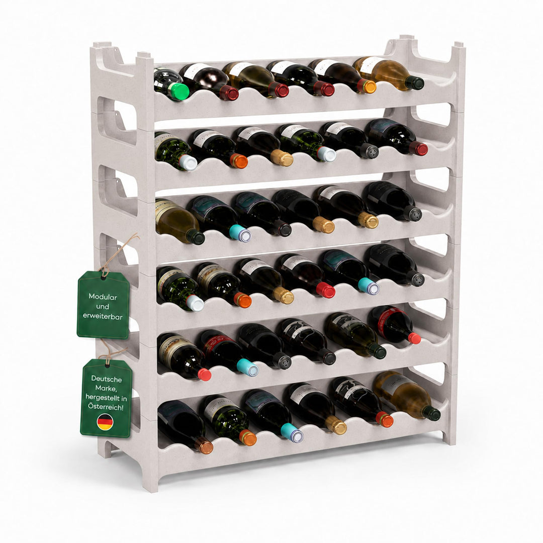ARTECSIS® Weinregal stapelbar & modular erweiterbar Kunststoff für 36 Weinflaschen (granitgrau) - St