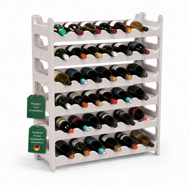 ARTECSIS® Weinregal stapelbar & modular erweiterbar Kunststoff für 36 Weinflaschen (granitgrau) - St