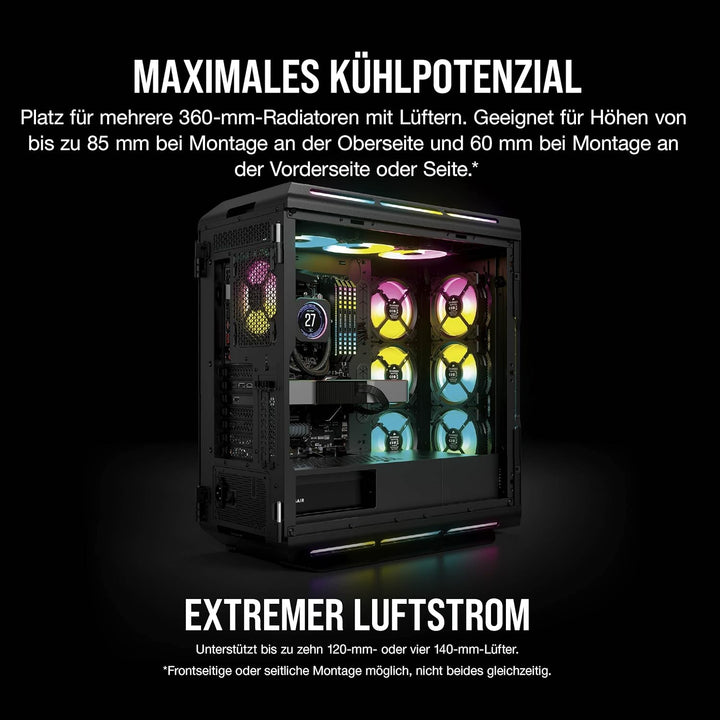Corsair iCUE 5000T RGB Mid-Tower-ATX-PC-Gehäuse - 208 ansteuerbare RGB-LEDs - Platz für mehrere 360-