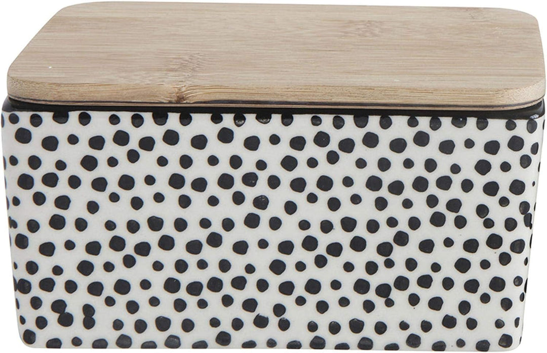 Bloomingville 2x Butterdose Gatherings, Keramik, 13 L x 7 H x 9 B cm, in Gelb und Schwarz