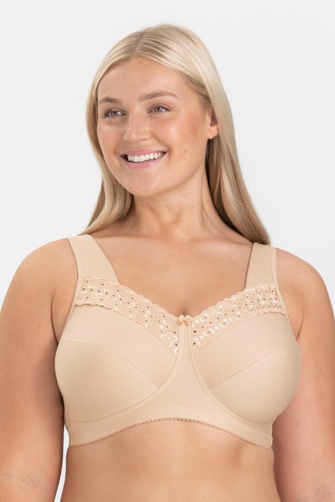 Miss Mary of Sweden - Broderie Anglaise, BH ohne Bügel für Damen, Baumwoll-BH, Bequeme Vollschalen-B
