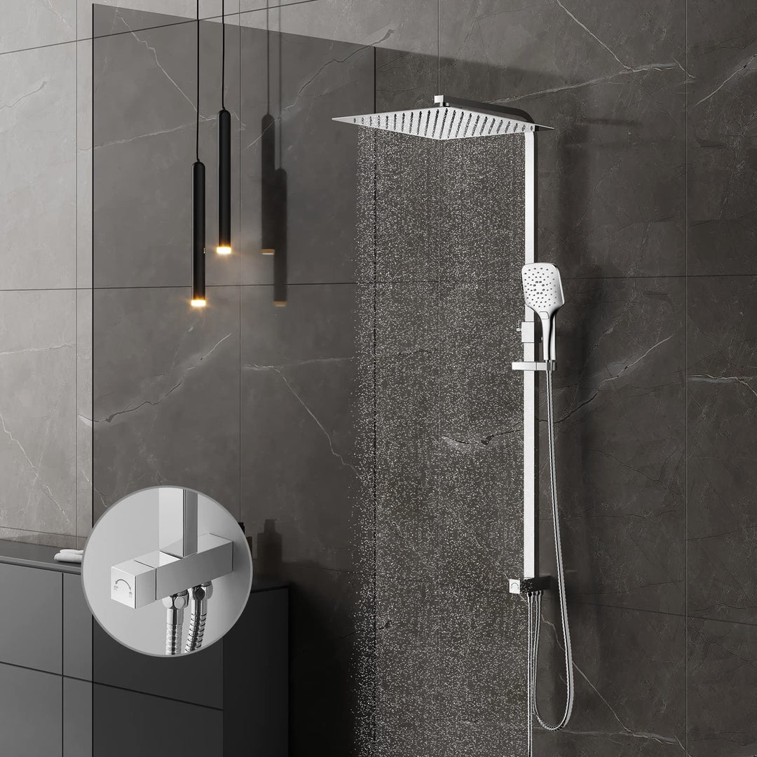 KOMIRO Duschsystem ohne Armatur, Regendusche Ohne Armatur,Duschset mit Duschkopf 30x30cm, Handbrause