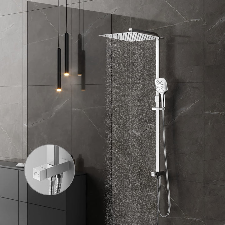 KOMIRO Duschsystem ohne Armatur, Regendusche Ohne Armatur,Duschset mit Duschkopf 30x30cm, Handbrause