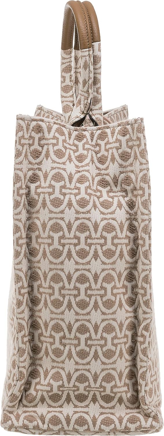 Never Without Bag Jacquar Jacquard Fabric/grained Leather Shiny Nickel Shopper