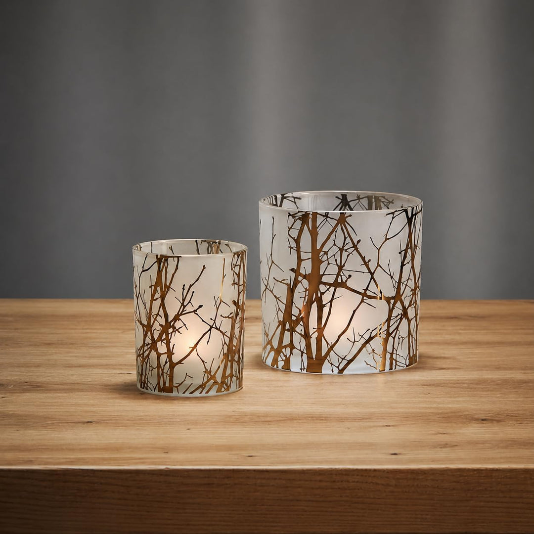 Philippi Forest Windlicht L Glas, gefrostet, Gold