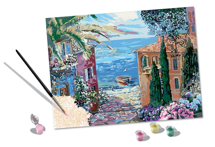 Ravensburger CreArt 20218 - Mediterrane Landschaft - Malen nach Zahlen Erwachsene, DIY Malset mit Pi