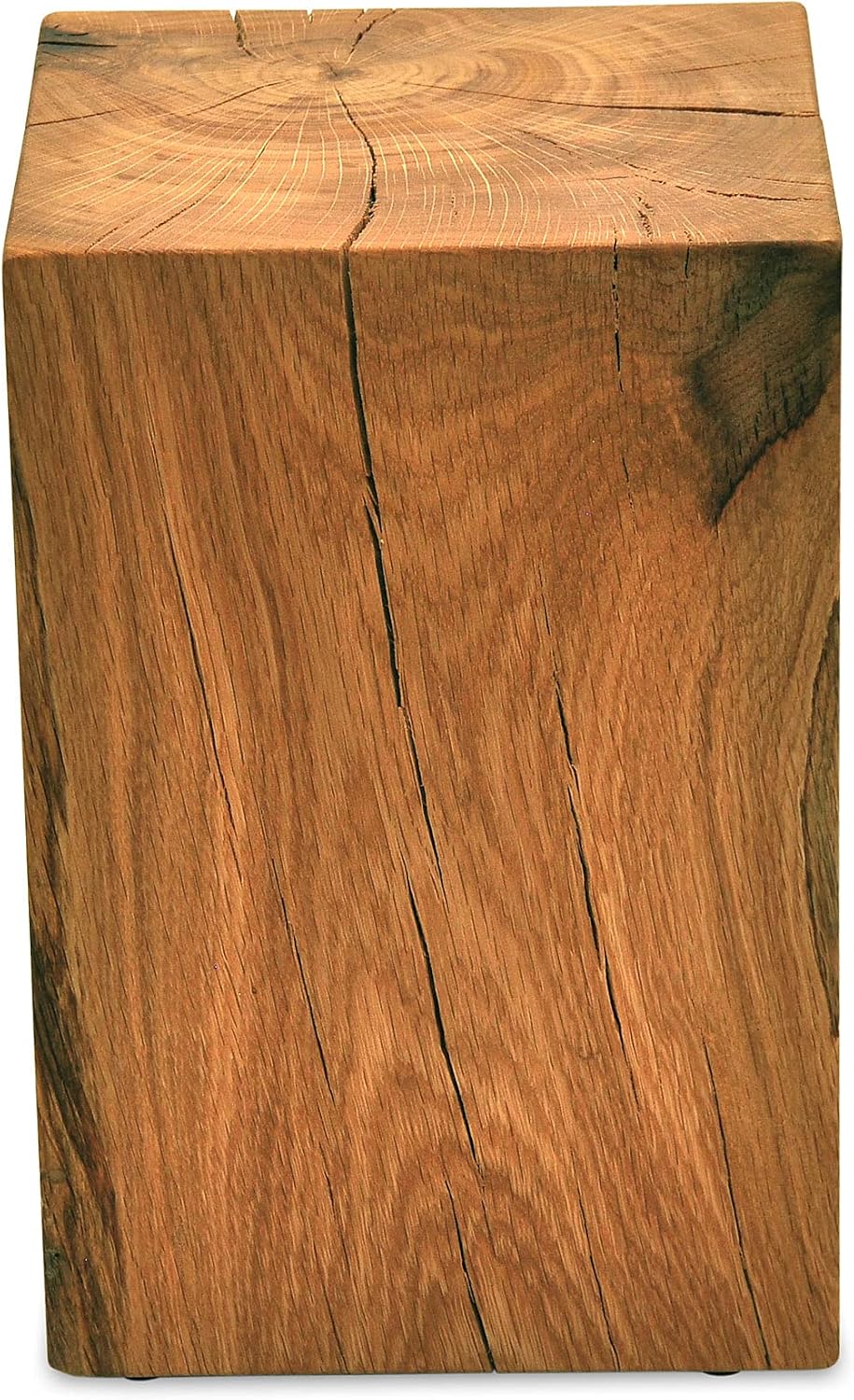 ms factory Holzblock Eiche Massiv - Handgefertigter Holzklotz - Rustikale Holzsäule - Beistelltisch