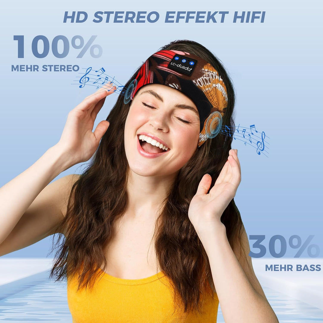 LC-dolida Schlafkopfhörer Bluetooth 5.4, Schlaf Stirnband Kopfhörer Headband Schlafmaske, Sportskopf