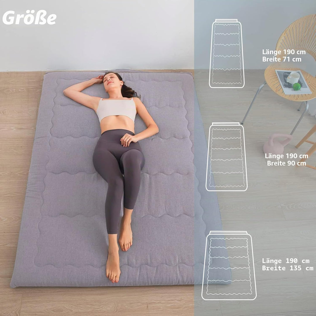 MAXYOYO Tragbare, Faltbare Futon-Matratze, hypoallergener Stoff und Schaumstoff-Matratzenauflage mit