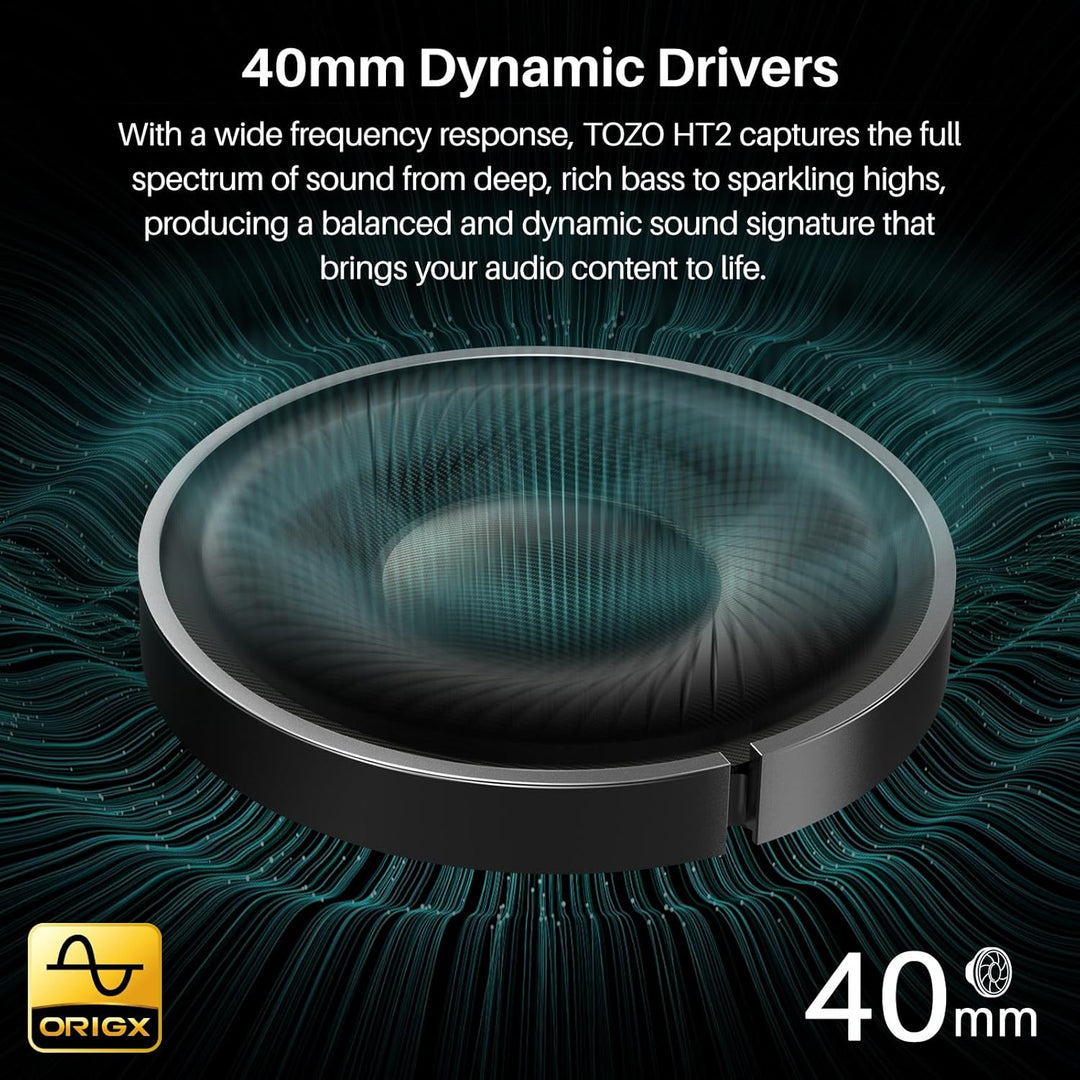 TOZO HT2 Over Ear Kopfhörer Bluetooth, Hybrid Active Noise Cancelling Kopfhörer, Kopfhörer Kabellos